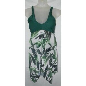 Green Print Sz XL Beach Pool 2 Pc Swim Dress & Bikini Bottoms NEW NWOT